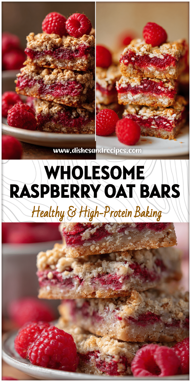 Healthy Raspberry Oatmeal Bars with fresh raspberries and oat crumble served on a plate for a wholesome breakfast and brunch